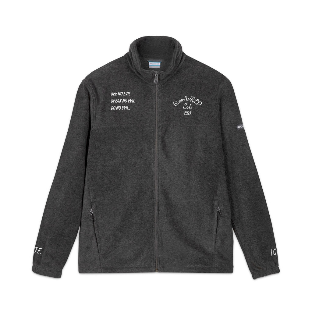 “SEE NO EVIL, SPEAK NO EVIL, DO NO EVIL.” Unisex Fleece Jacket (Embroidery)
