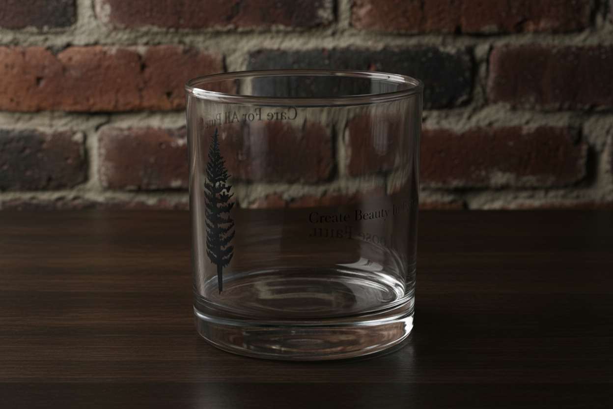 Pine Tree Rocks Glass "Care For All Pure Souls" 10oz