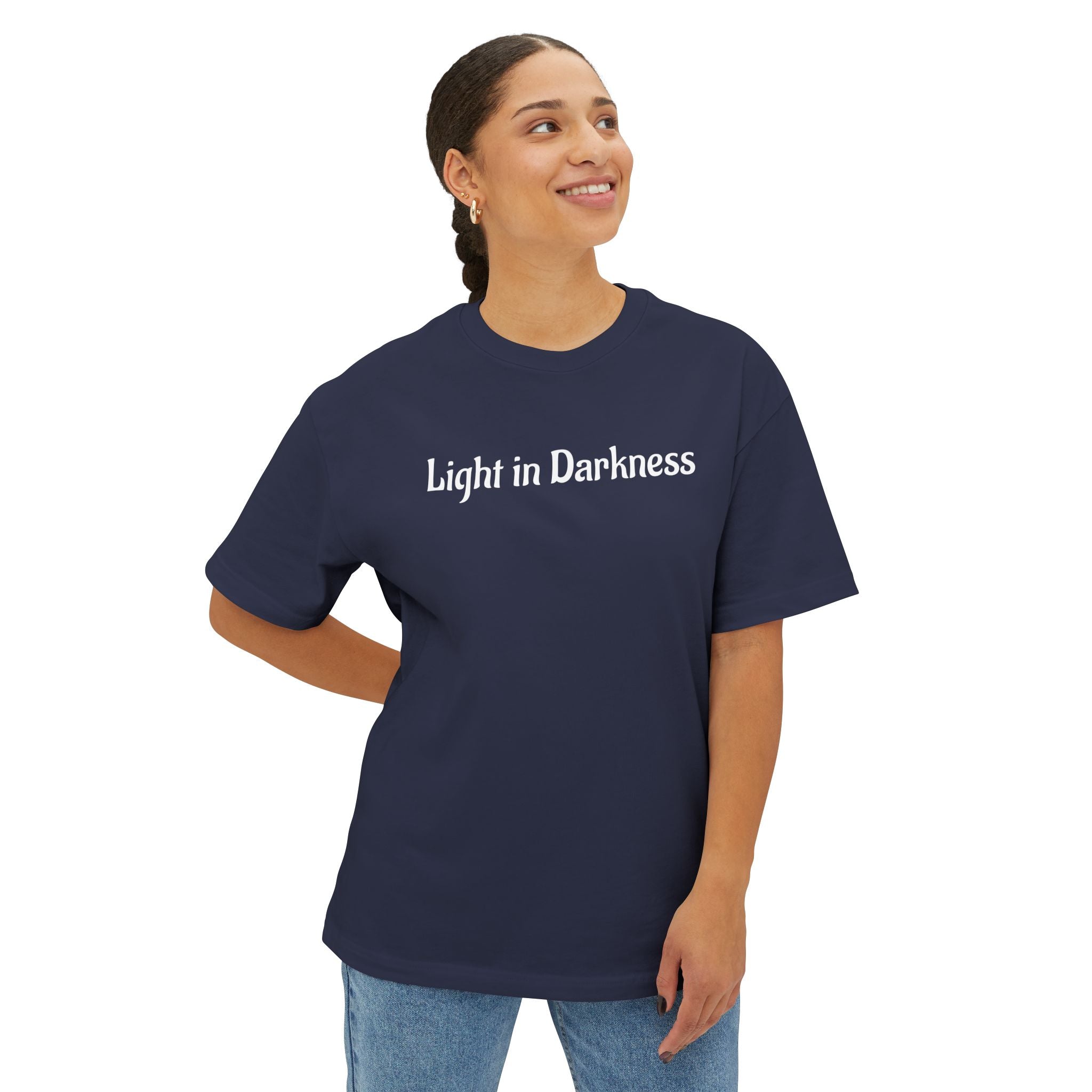 “Light in Darkness” Unisex Oversized Boxy Tee