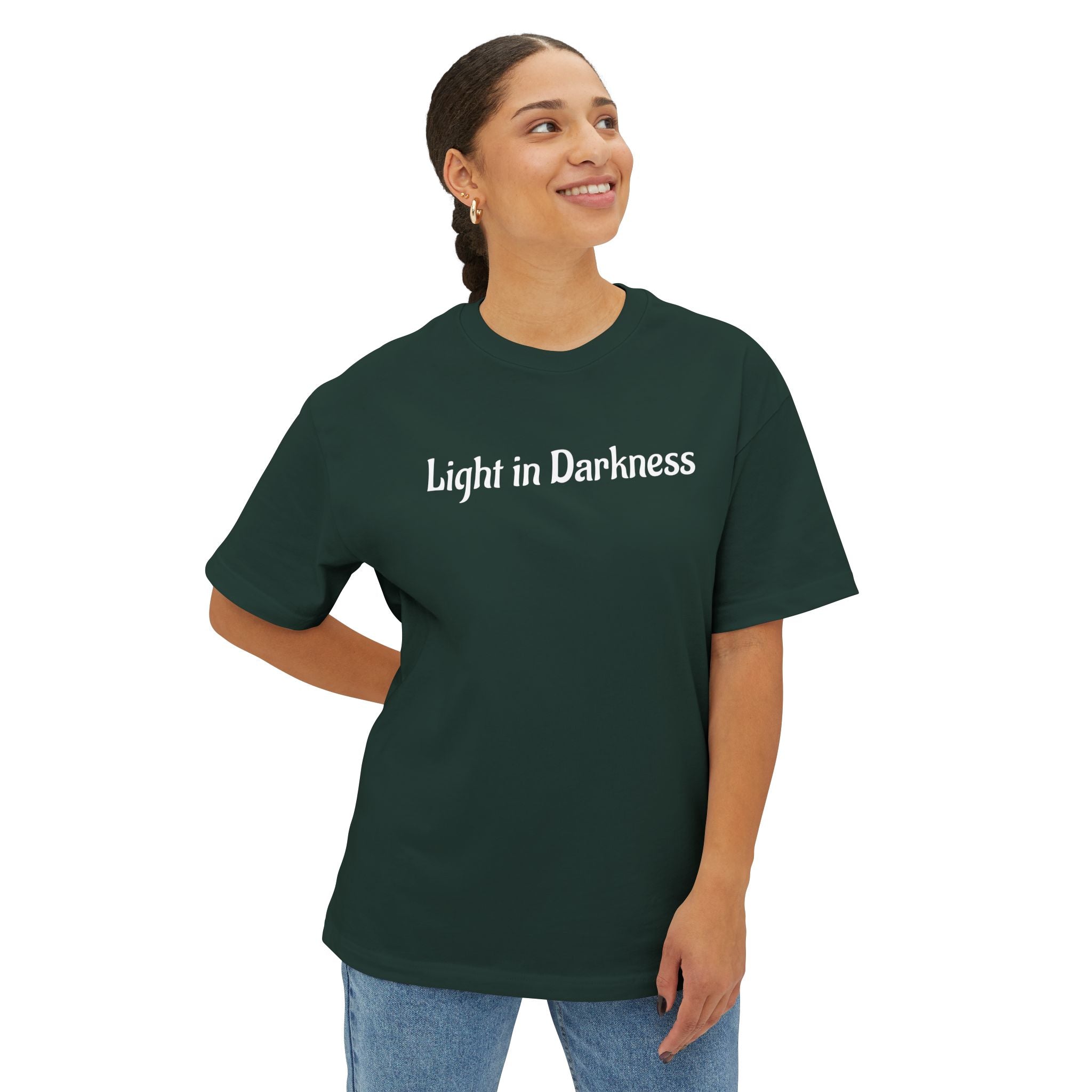 “Light in Darkness” Unisex Oversized Boxy Tee
