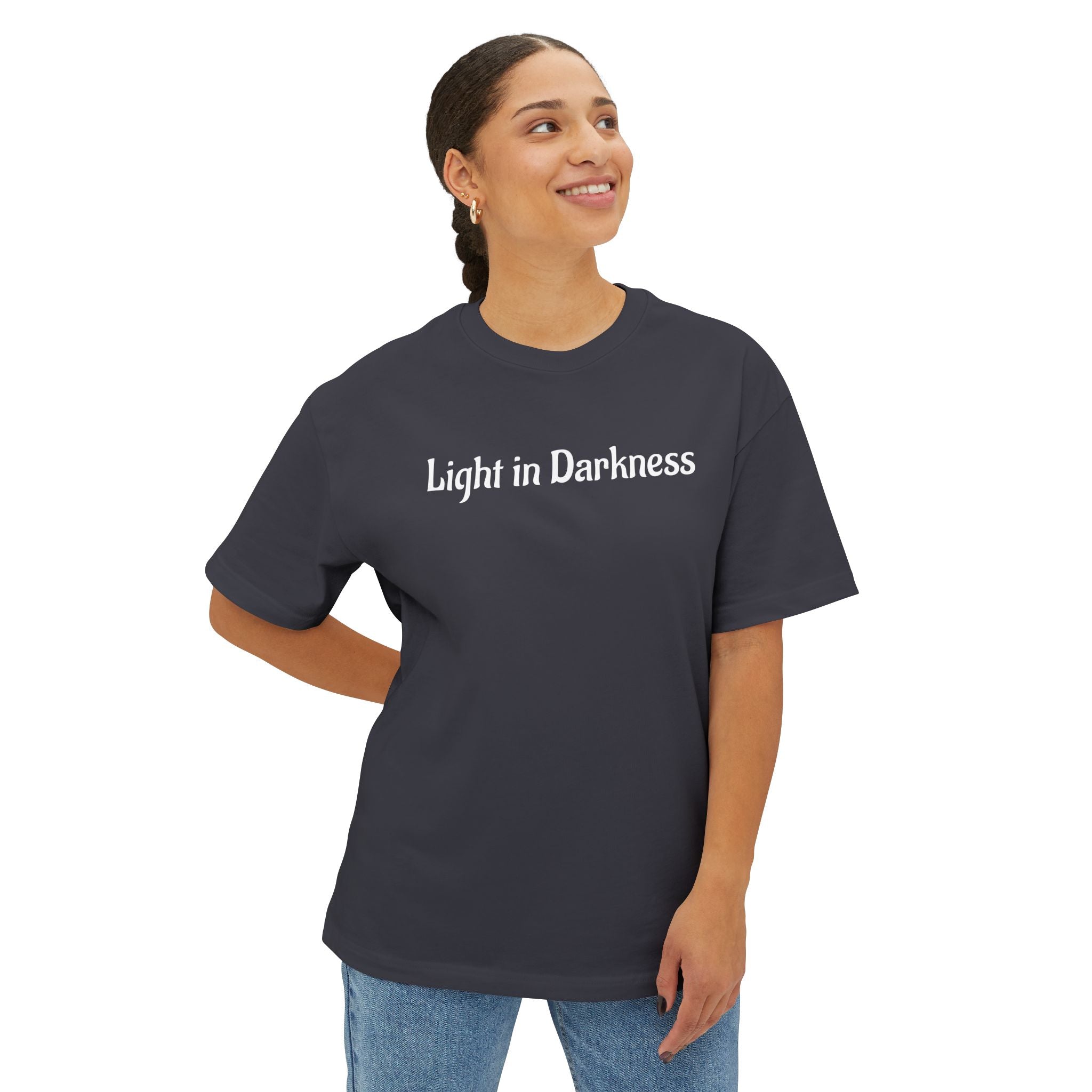 “Light in Darkness” Unisex Oversized Boxy Tee
