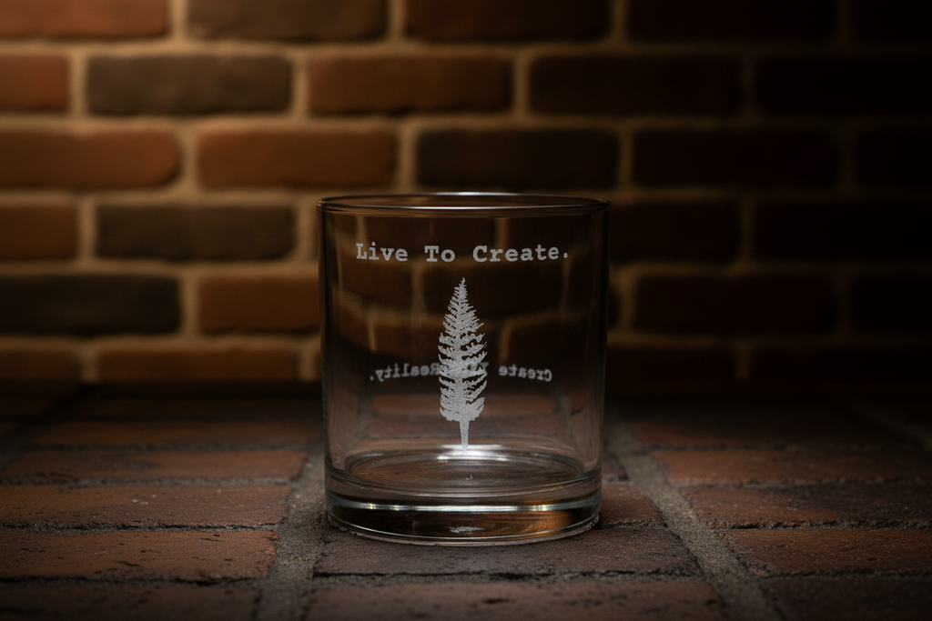 "Live To Create." - Engraved Rocks Glass 10.5oz