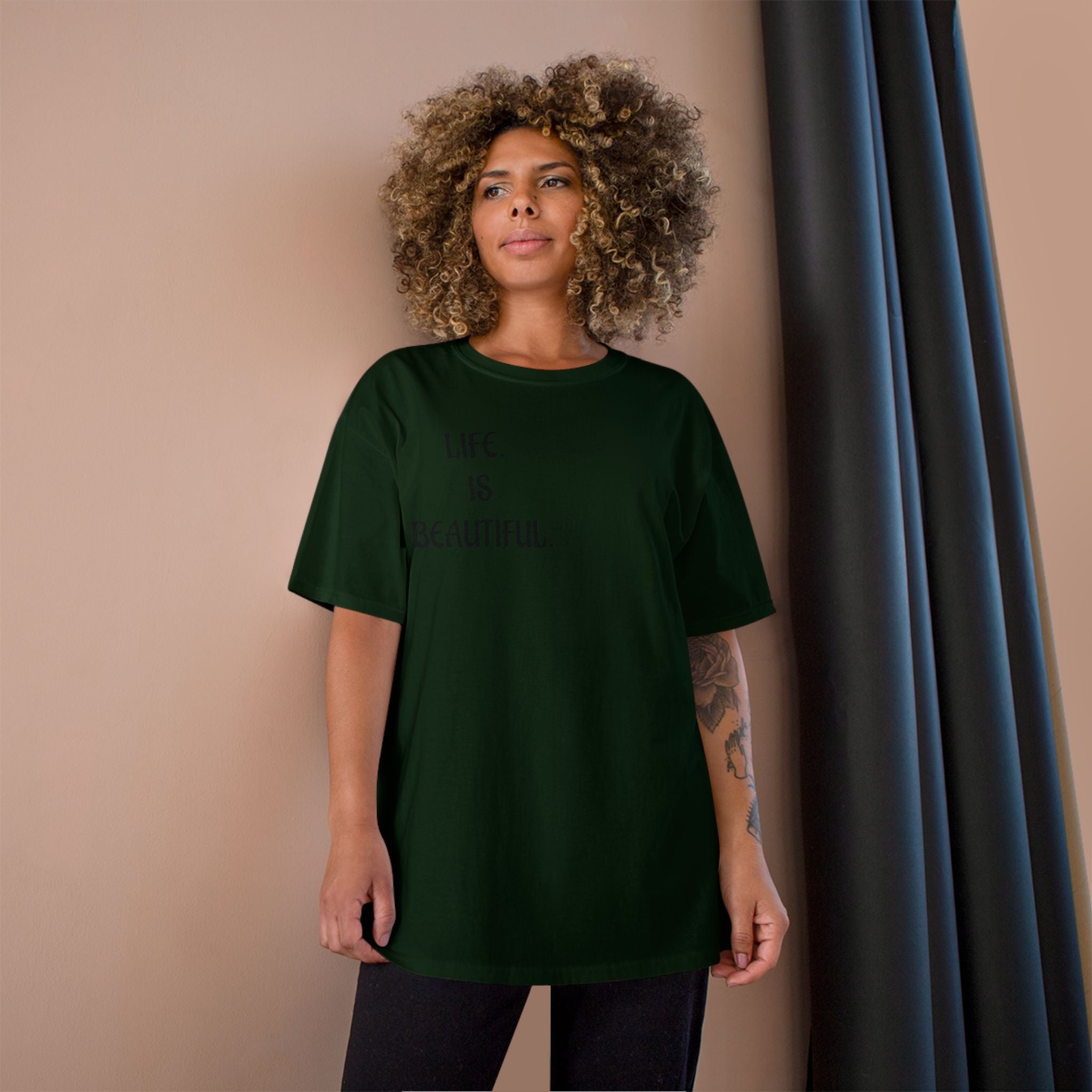 "Life is beautiful." Champion T-Shirt